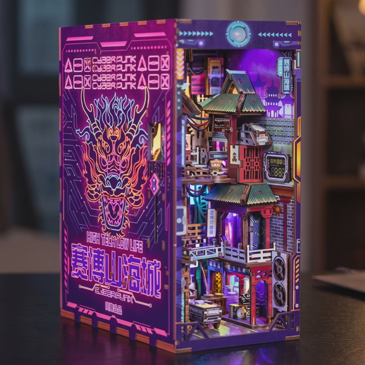 Neon Alley — Cyberpunk DIY Book Nook