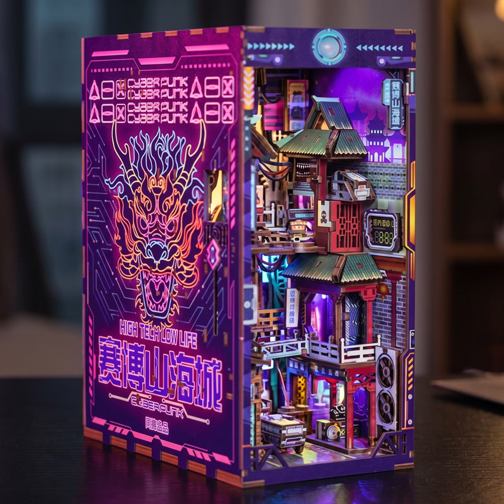 Neon Alley — Cyberpunk DIY Book Nook