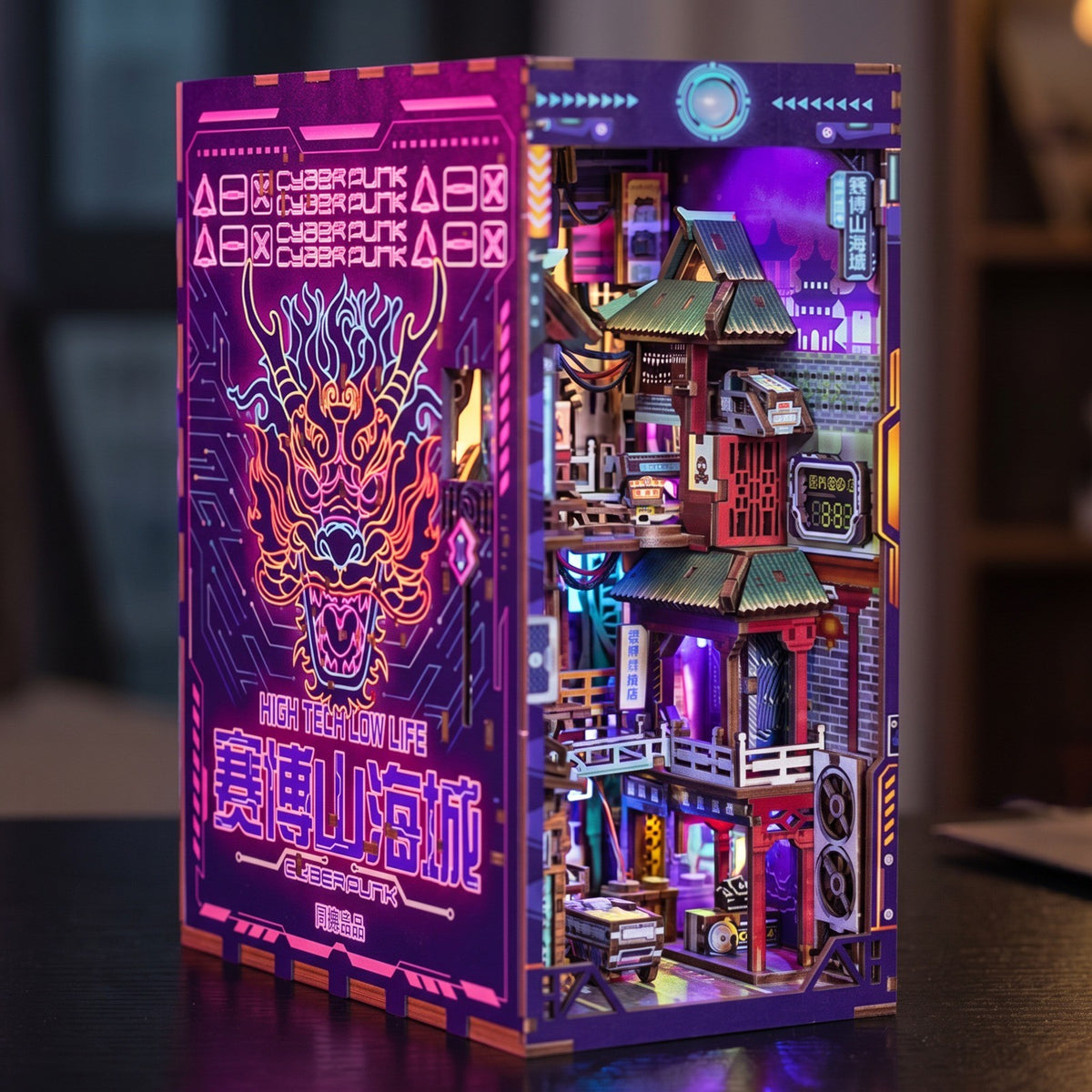 Neon Alley — Cyberpunk DIY Book Nook