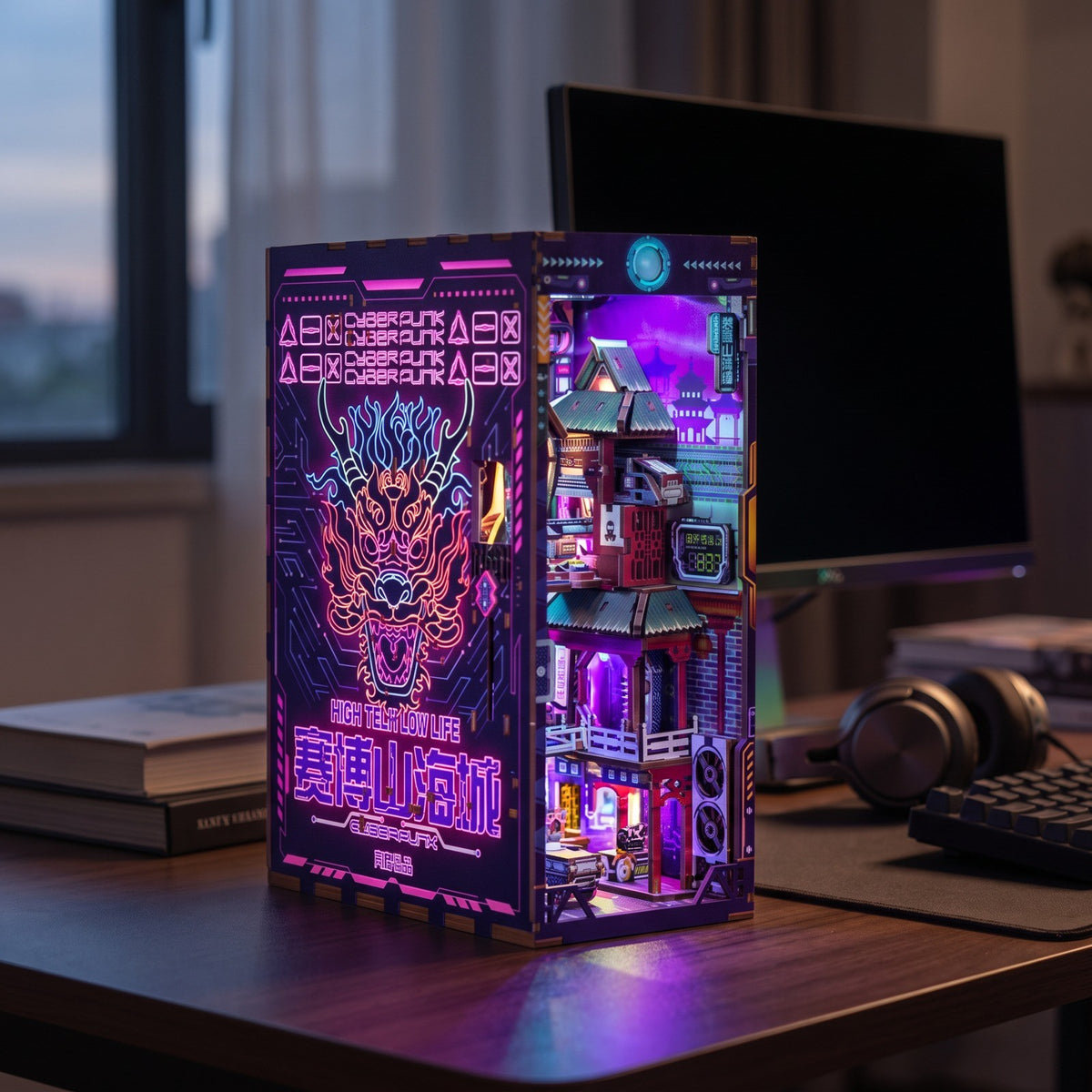 Neon Alley — Cyberpunk DIY Book Nook